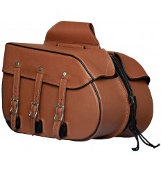 Large Plain Style Brown Leather Saddlebags