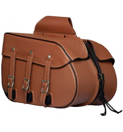 Plain Style Medium-Large Brown Leather Saddlebags