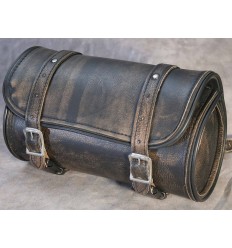 Brown Distressed Naked Leather Motorcycle Fork Tool Bag 10"