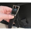 Large Size Motorcycle Saddlebags with studs and braided edges and grey stripe