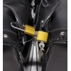 Large Size Motorcycle Saddlebags with studs and braided edges and grey stripe