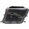 Large Size Motorcycle Saddlebags with studs and braided edges and grey stripe