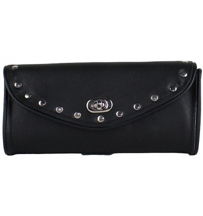 Leather Motorcycle Windshield Bag with Studs