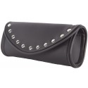 Leather Motorcycle Windshield Bag with Studs, Velcro Closure