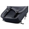 Large Size Motorcycle Saddlebags with studs and braided edges and grey stripe