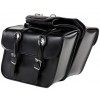 Medium Size Black Leather Motorcycle Saddlebags with Conchos