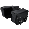 Medium Size Classic Black Motorcycle Saddlebags with Studs