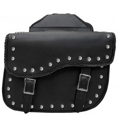 Medium Size Black Motorcycle Saddlebags with Studs