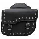 Medium Size Classic Black Motorcycle Saddlebags with Studs